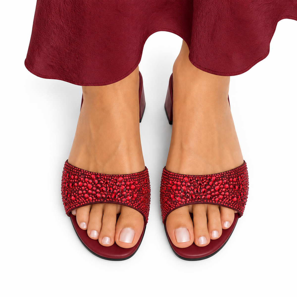Mara - Women's Oxblood Rhinestone 50mm Heels