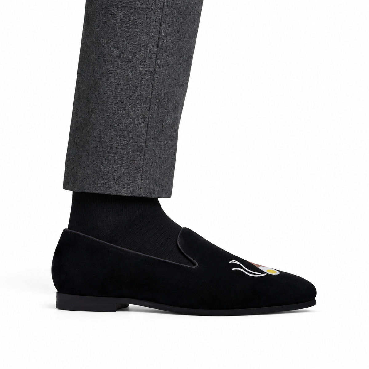 David - Men's Black Suede & Embroidery Loafer