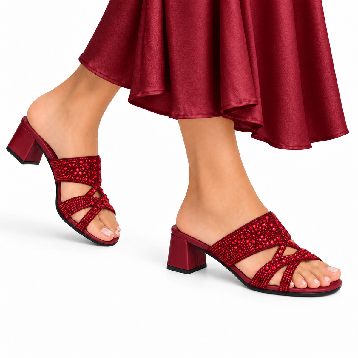 Jada - Women's Oxblood Hand Set Crystals 50mm Heels