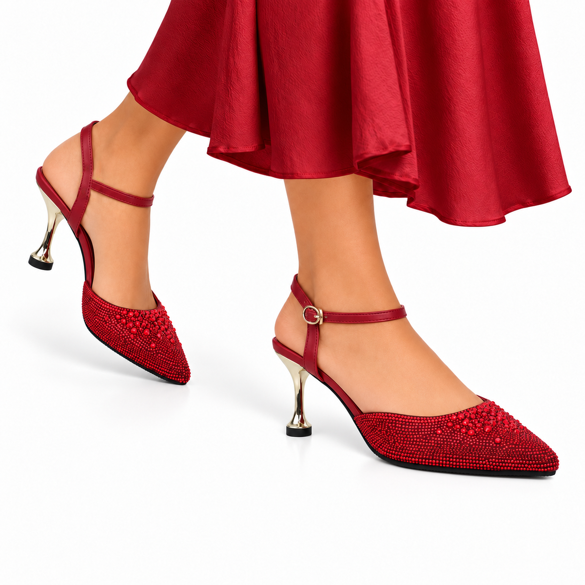 Vanessa - Women’s Oxblood Hand Set Crystals 90mm Heels