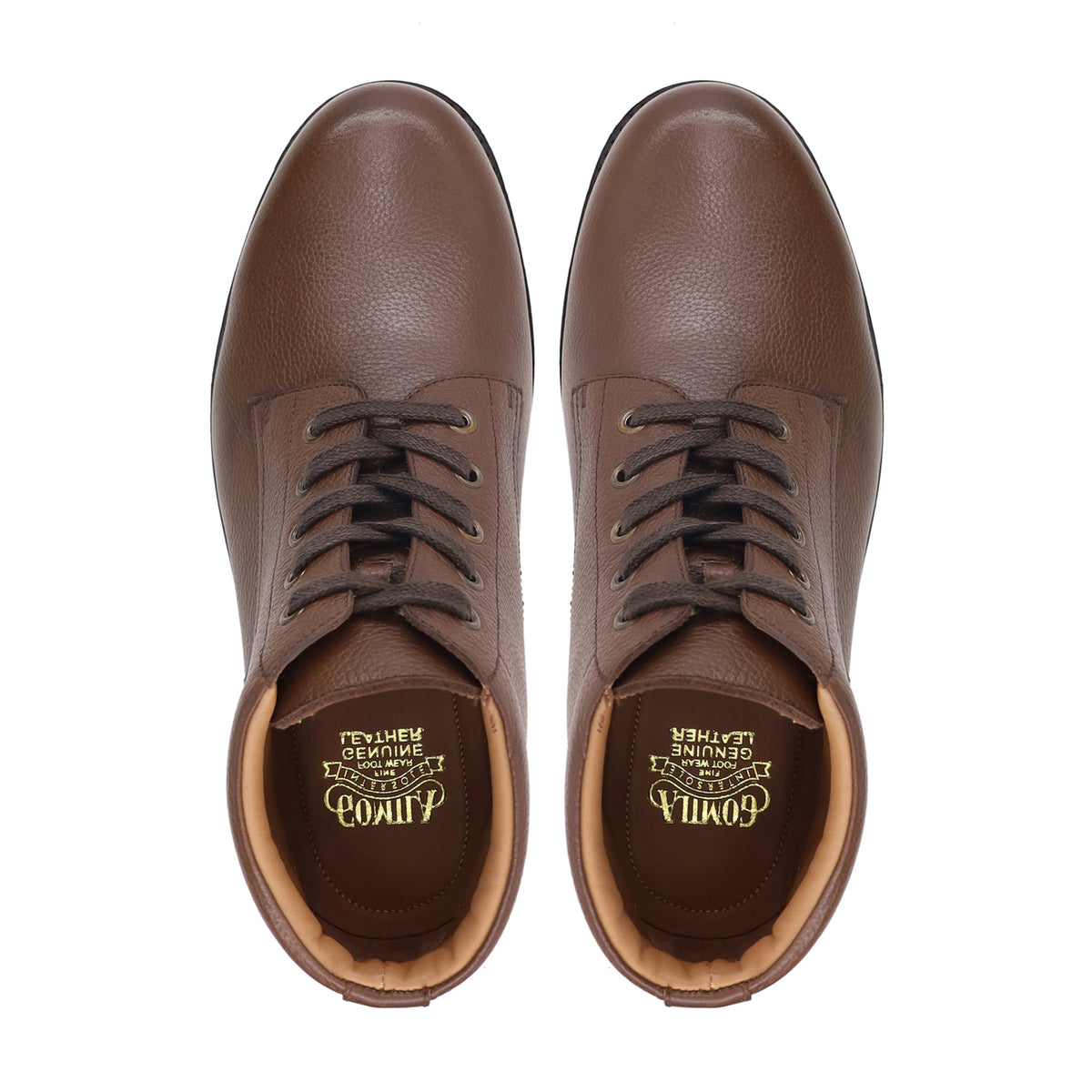 Karth - Men's Brown Pebble Grain Leather Boot