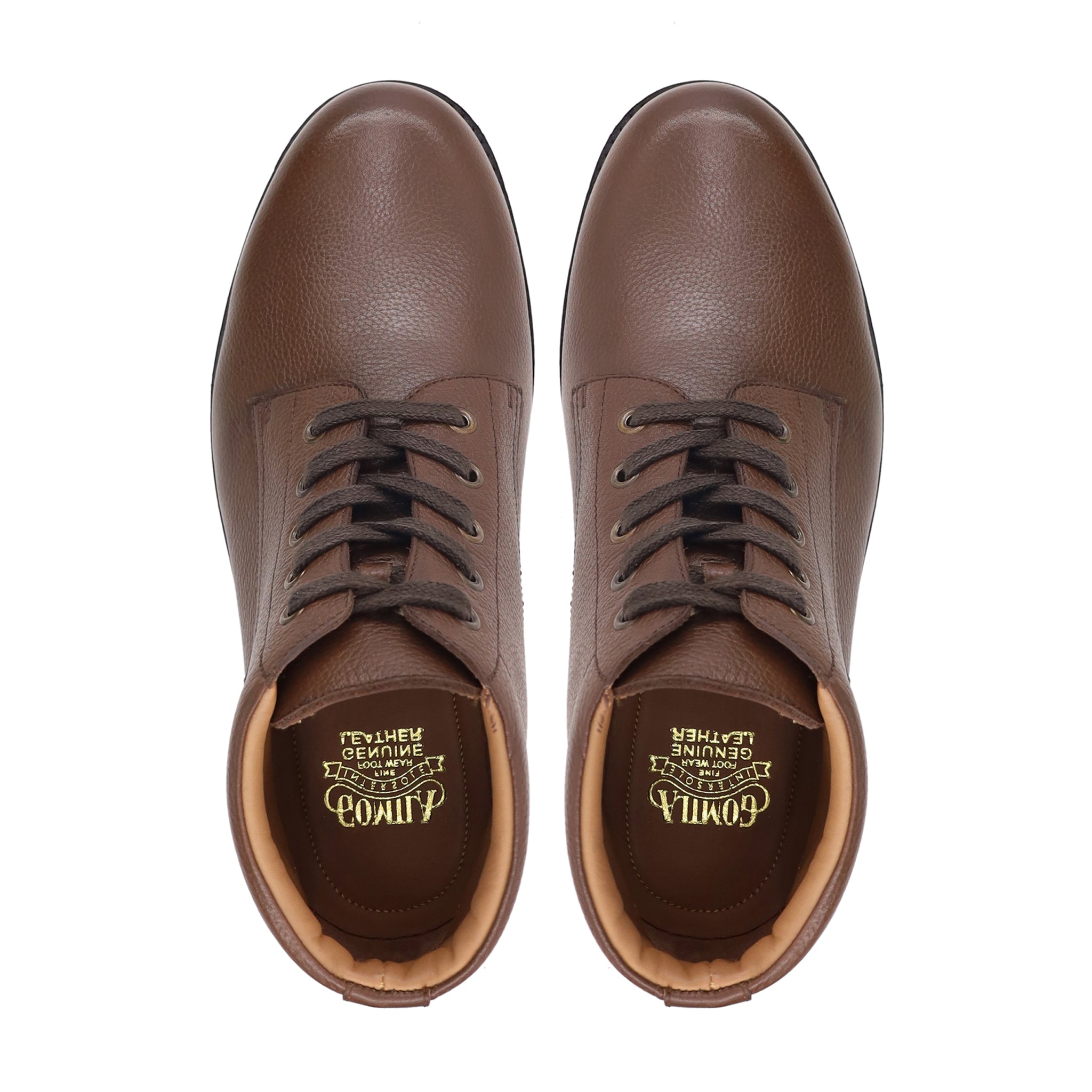 Karth - Men's Brown Pebble Grain Leather Boot