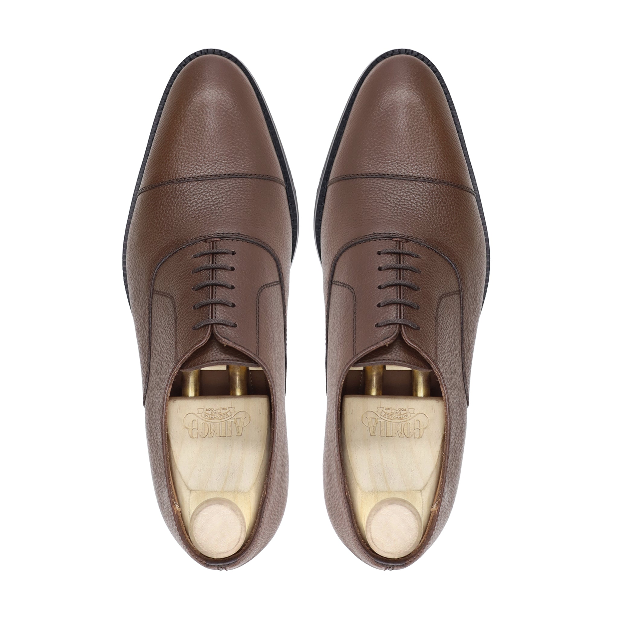 Plock - Men's Brown Pebble Grain Leather Oxford Shoe
