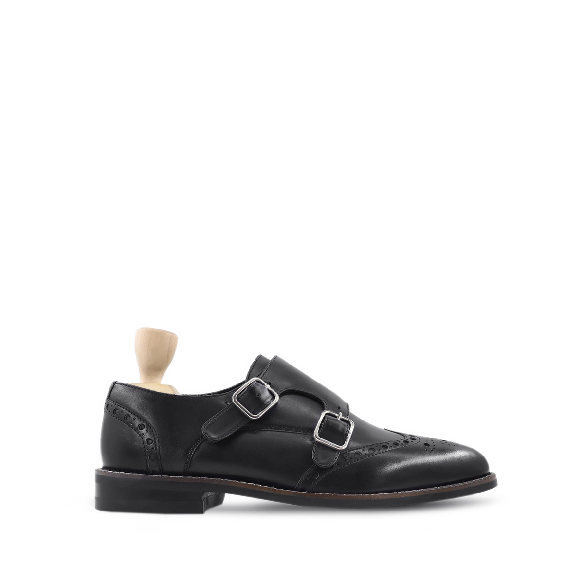 Burley - Men's Black Calf Leather Double Monkstrap
