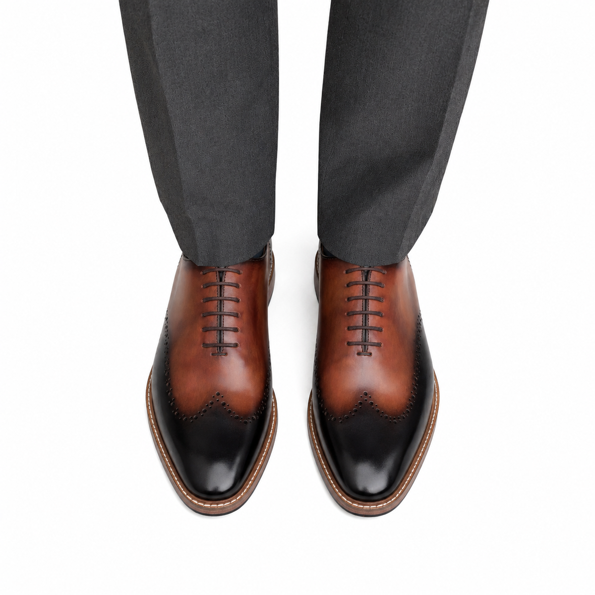 Carlo - Men's Tan Patina Calf Leather Goodyear Welted Bespoke Oxford