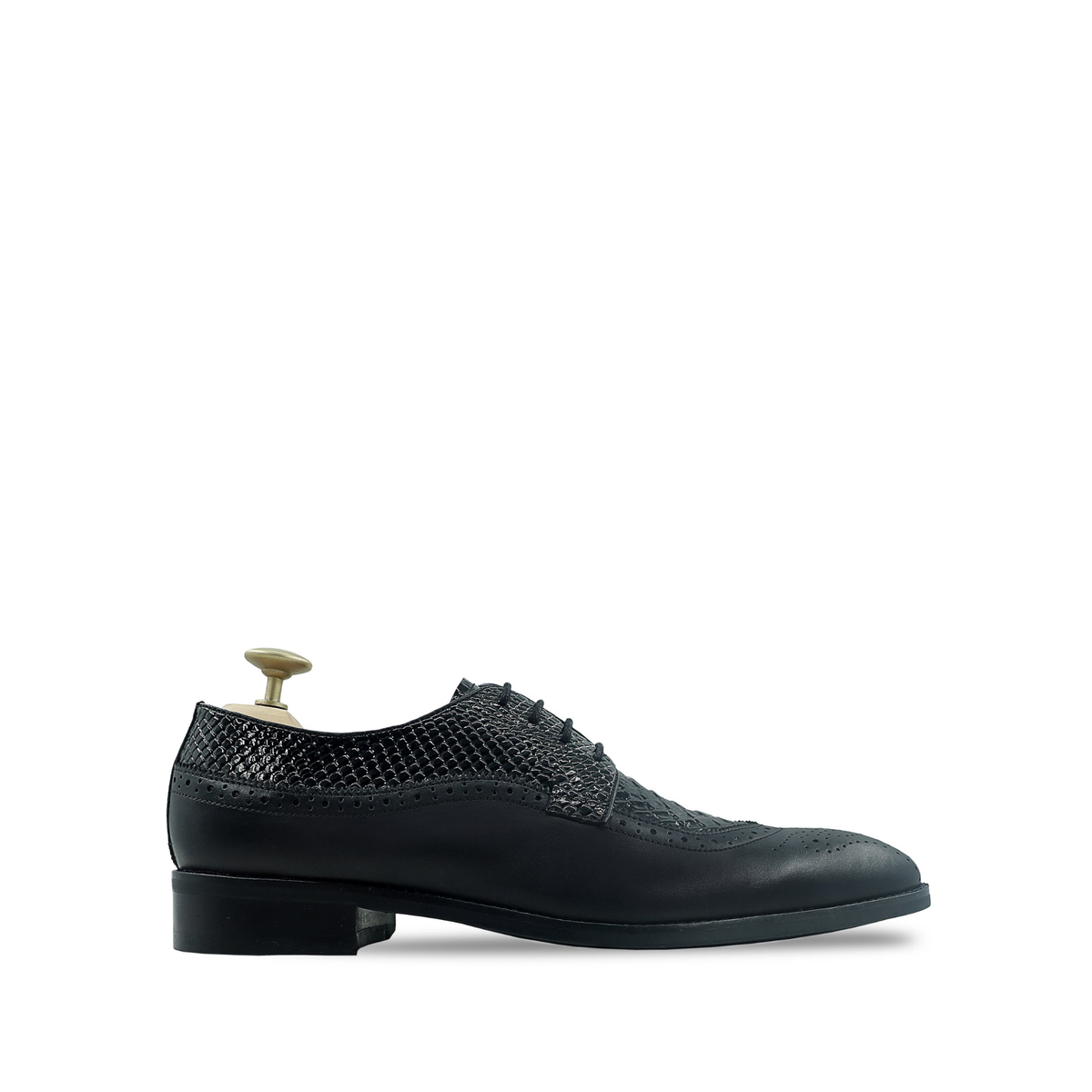 Celena - Men's Black Patent Leather And Calf Leather Derby Shoe