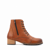 Sara - Ladies Tan Brown Pebble Grain Leather Ankle Boot