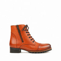 Sara - Ladies Tan Pebble Grain Leather Ankle Boot