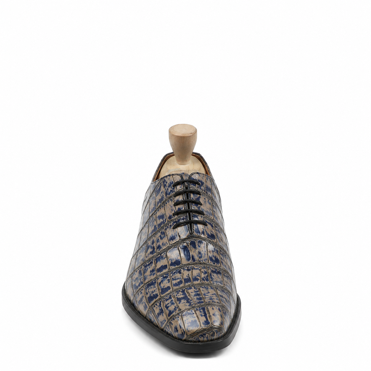 Flavio - Men's Grey and Blue Calf Leather Wholecut Shoe