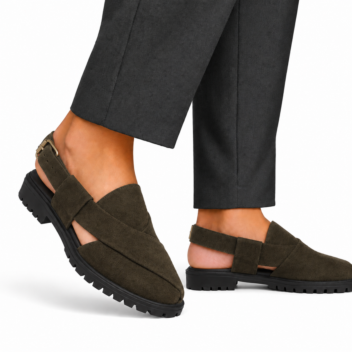 Mariano - Men's Olive Green Suede Sandal