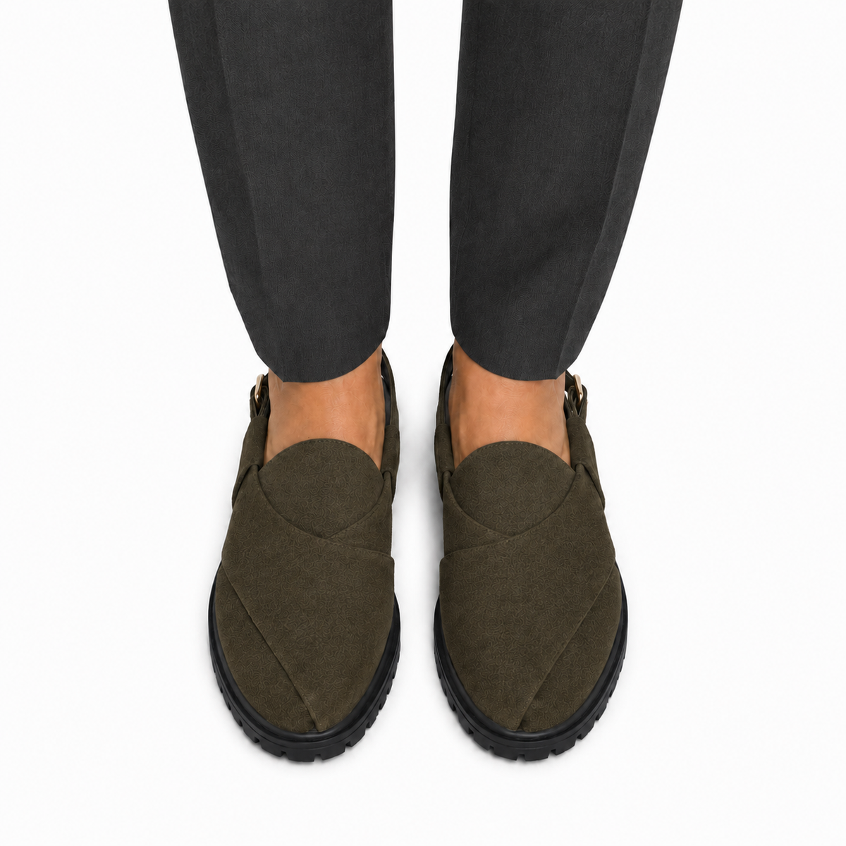 Mariano - Men's Olive Green Suede Sandal