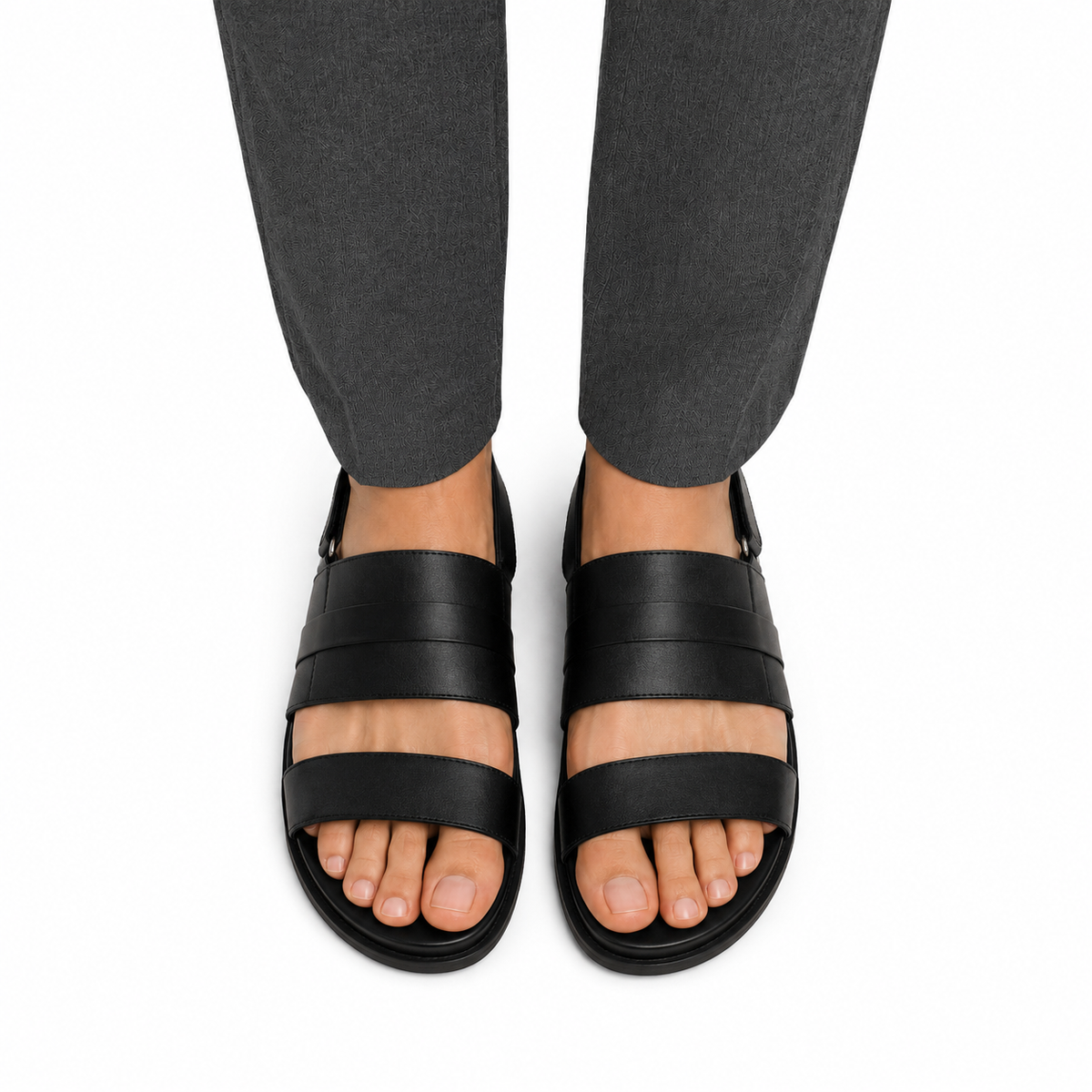 Fidel - Men's Black Calf Leather Sandal