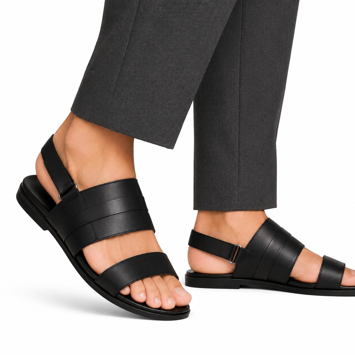 Fidel - Men's Black Calf Leather Sandal
