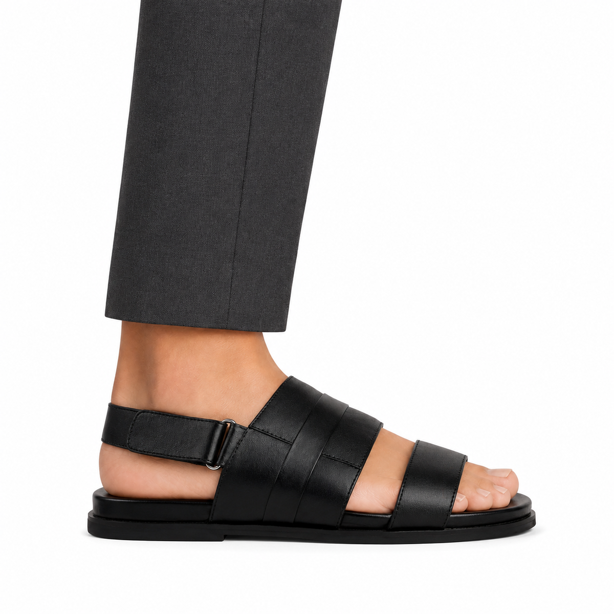 Fidel - Men's Black Calf Leather Sandal