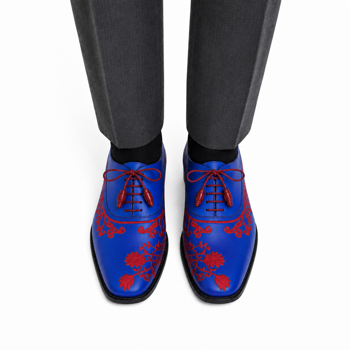Colby - Men's Blue Calf Leather Goodyear Welted Bespoke Oxford