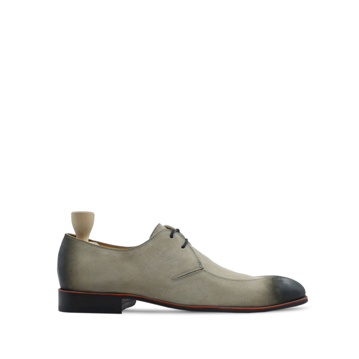 Crum - Men's Steel Grey Kid Suede Derby Shoe