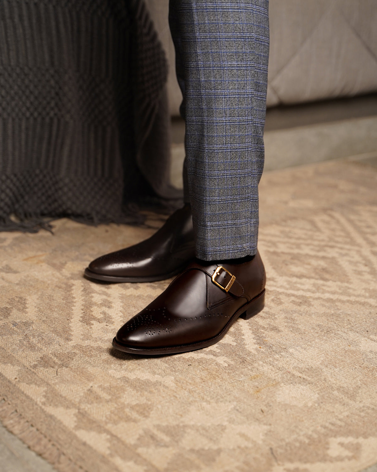 Brecon - Men's Dark Brown Calf Leather Single Monkstrap