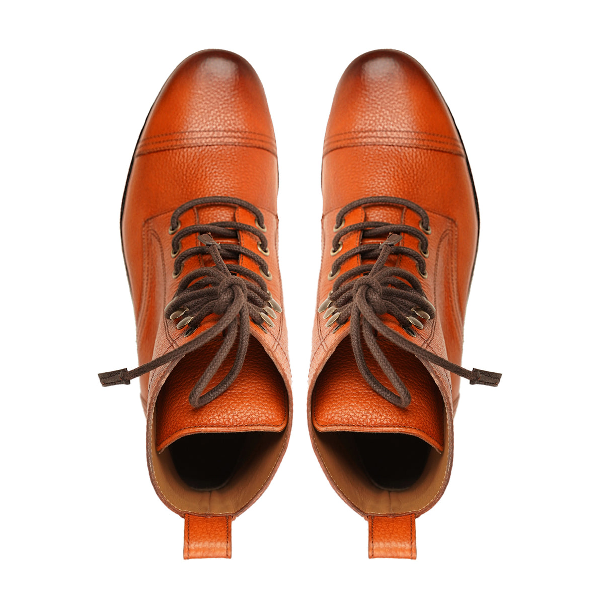Reiki - Men's Burnished Orange Tan Pebble Grain Leather Boot