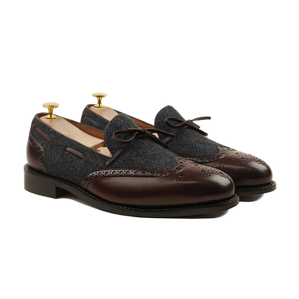 DUBNION GY - FUSION OF DARK BROWN CALF AND HARRIS TWEED LOAFER