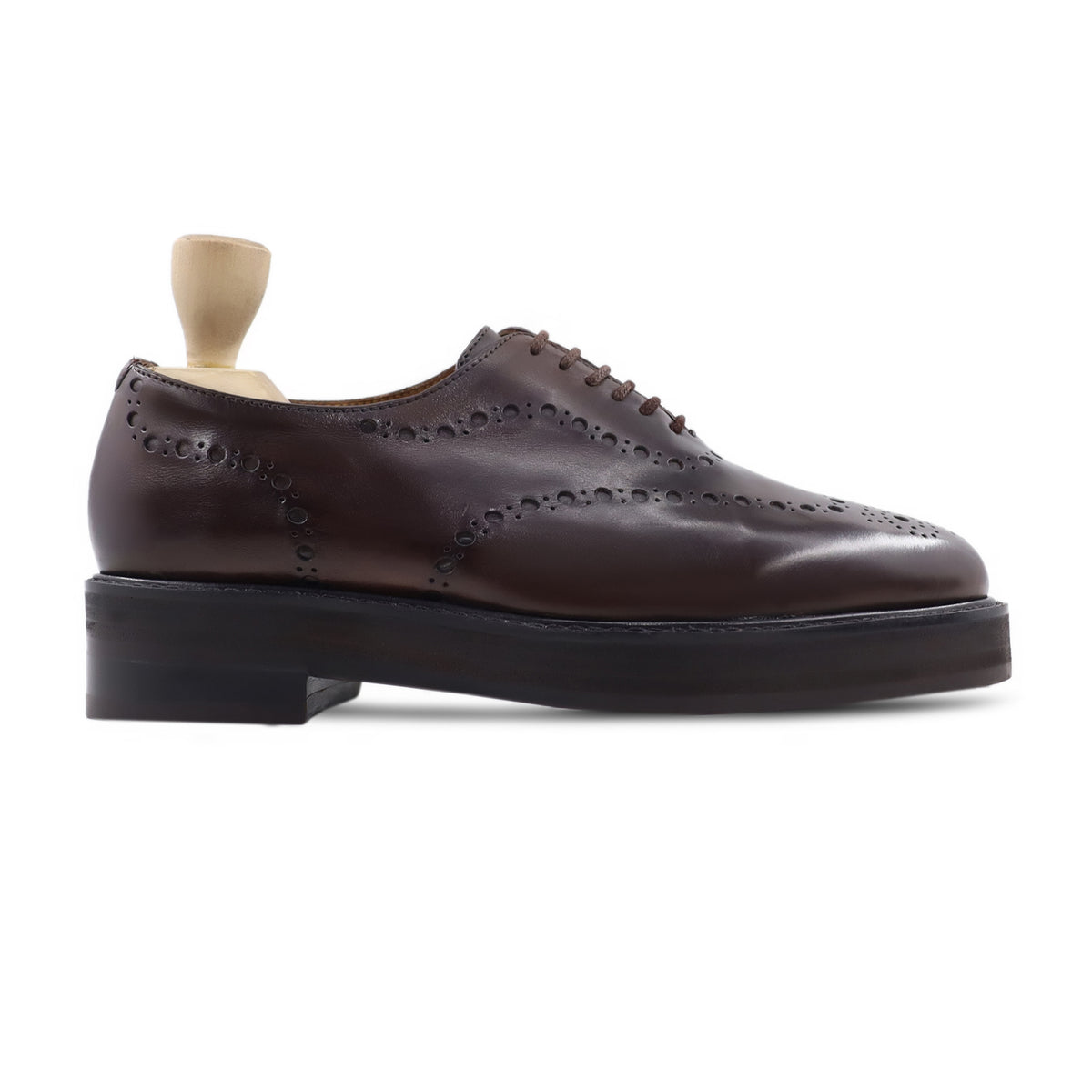 Hideo - Men's Dark Brown Calf Leather Wholecut Shoe