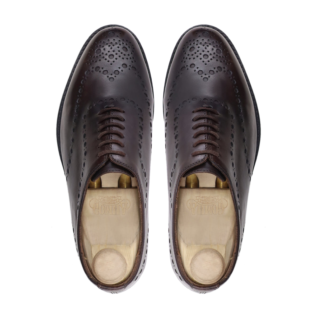 Hideo - Men's Dark Brown Calf Leather Wholecut Shoe