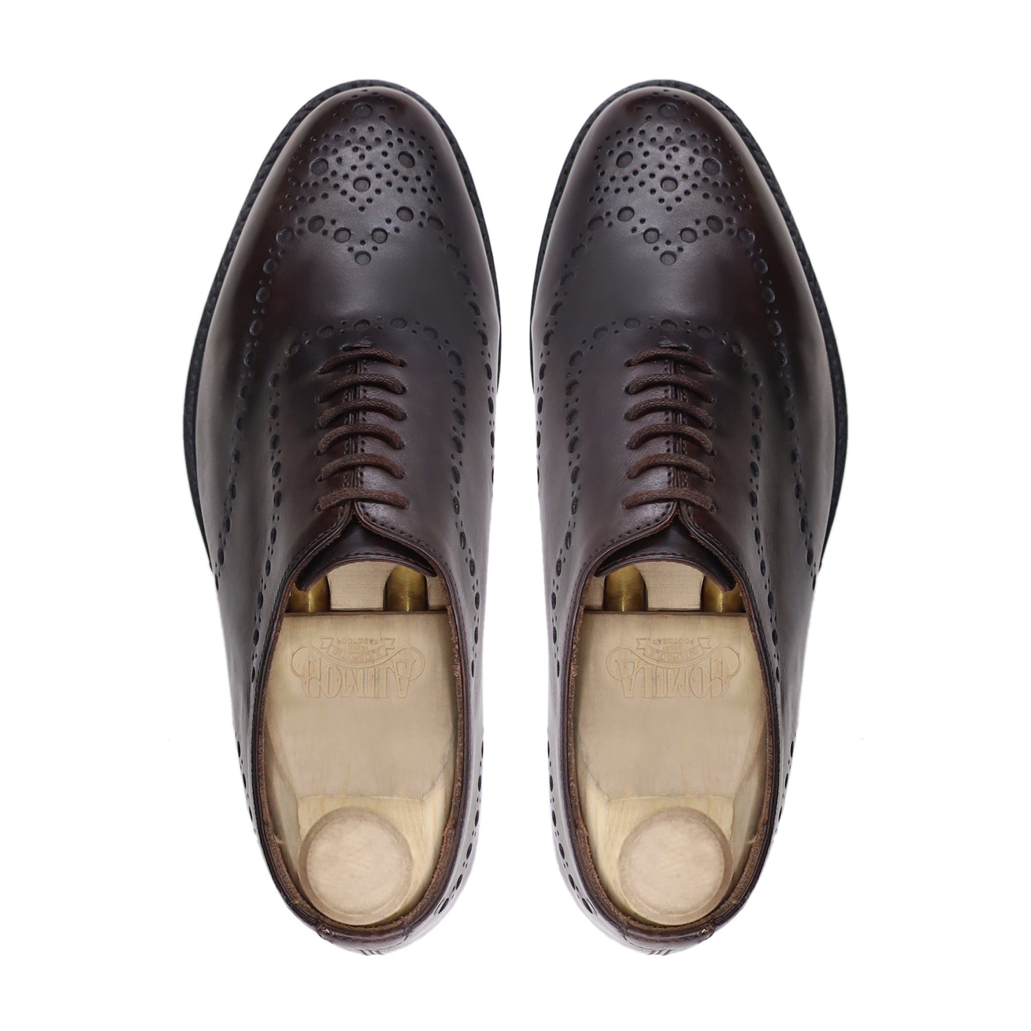 Hideo - Men's Dark Brown Calf Leather Wholecut Shoe