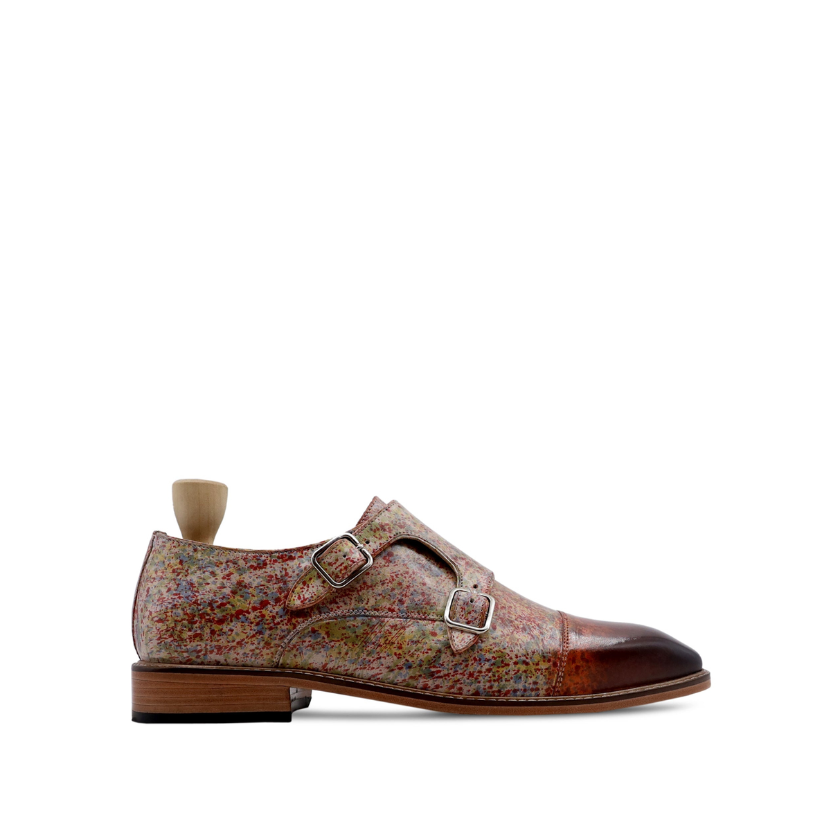 Emilio - Men's Multi Coloured Jackson Pollock Calf Leather Double Monkstrap