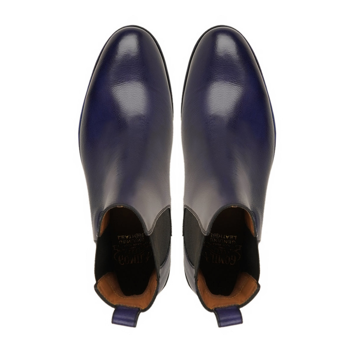 Gera - Men's Navy Blue Pebble Grain Leather Chelsea Boot