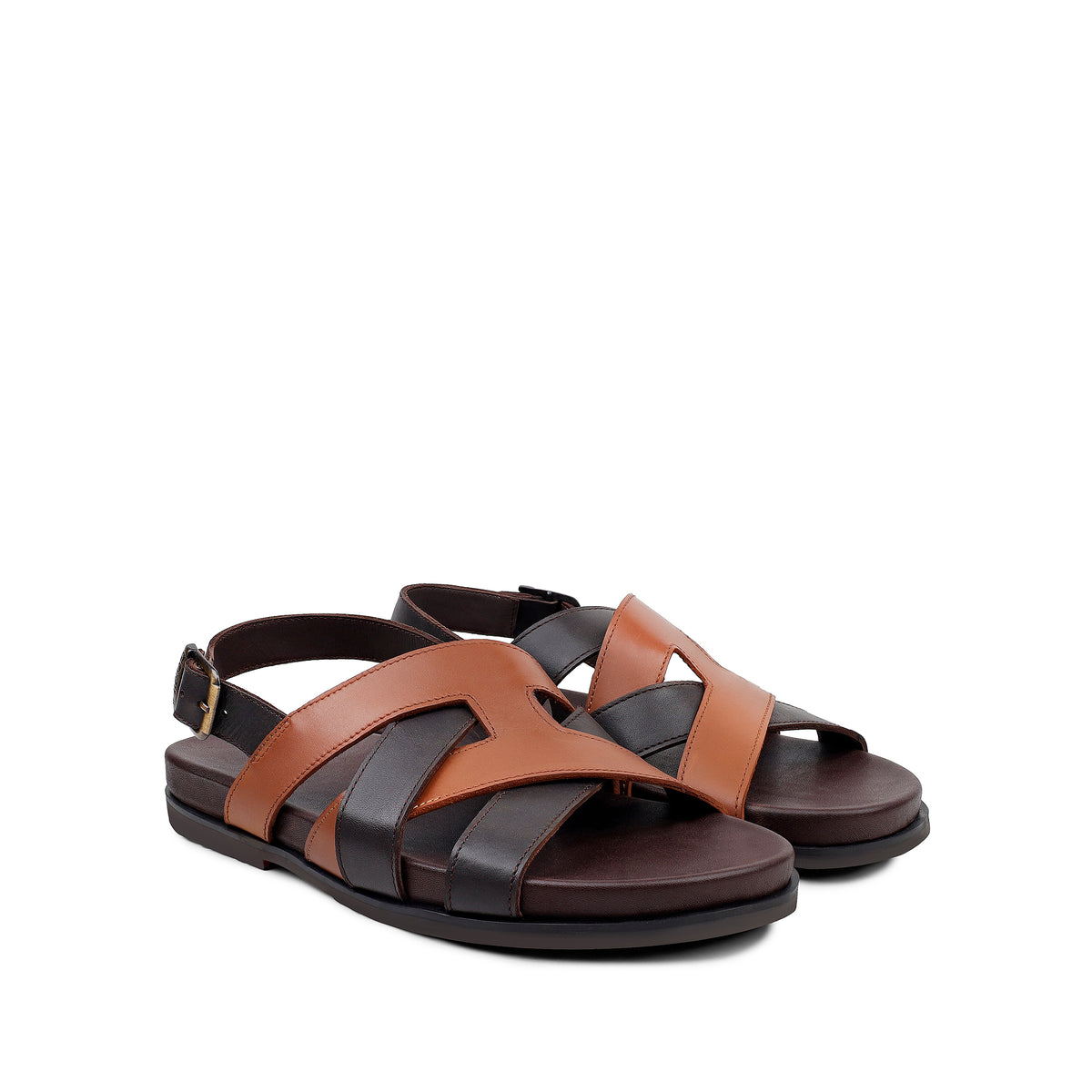 Galo - Men's Dark Brown & Tan Calf Leather Sandal