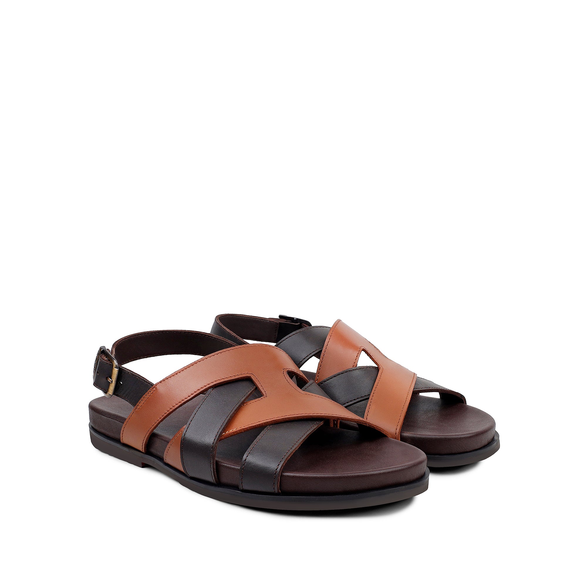 Galo - Men's Dark Brown & Tan Calf Leather Sandal