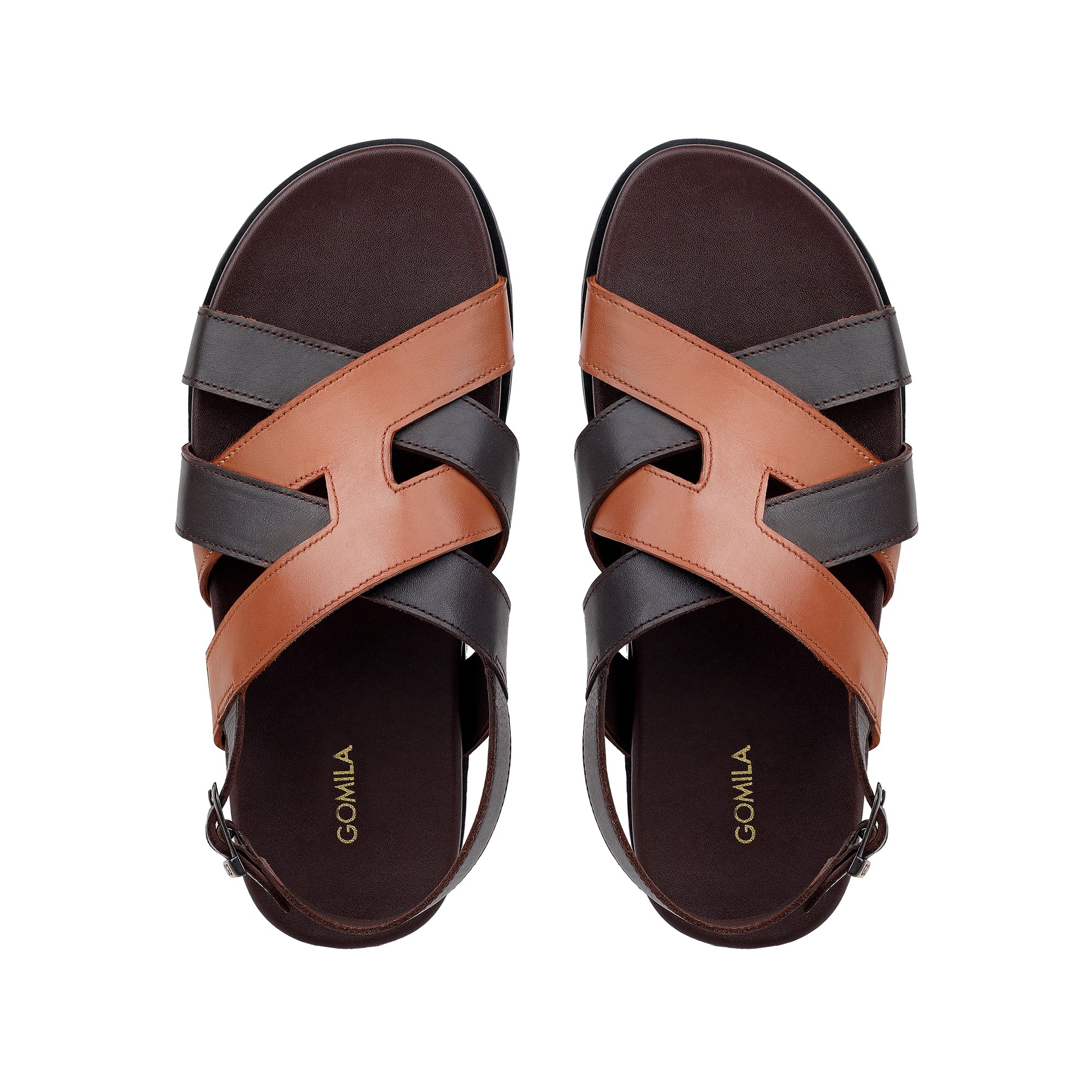 Galo - Men's Dark Brown & Tan Calf Leather Sandal