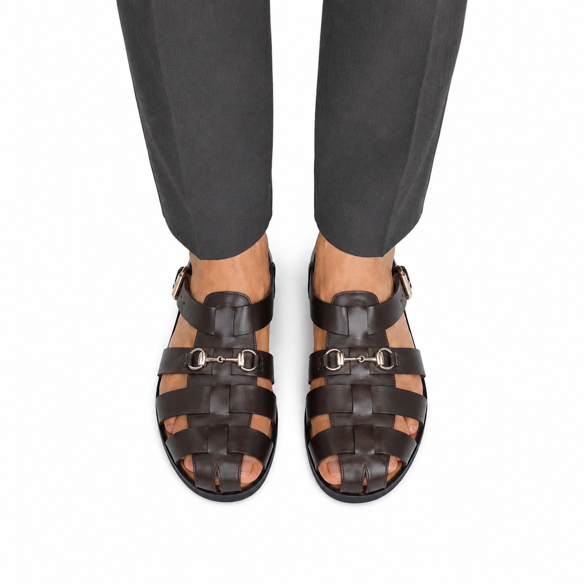 Gaspar - Men's Dark Brown Calf Leather Sandal