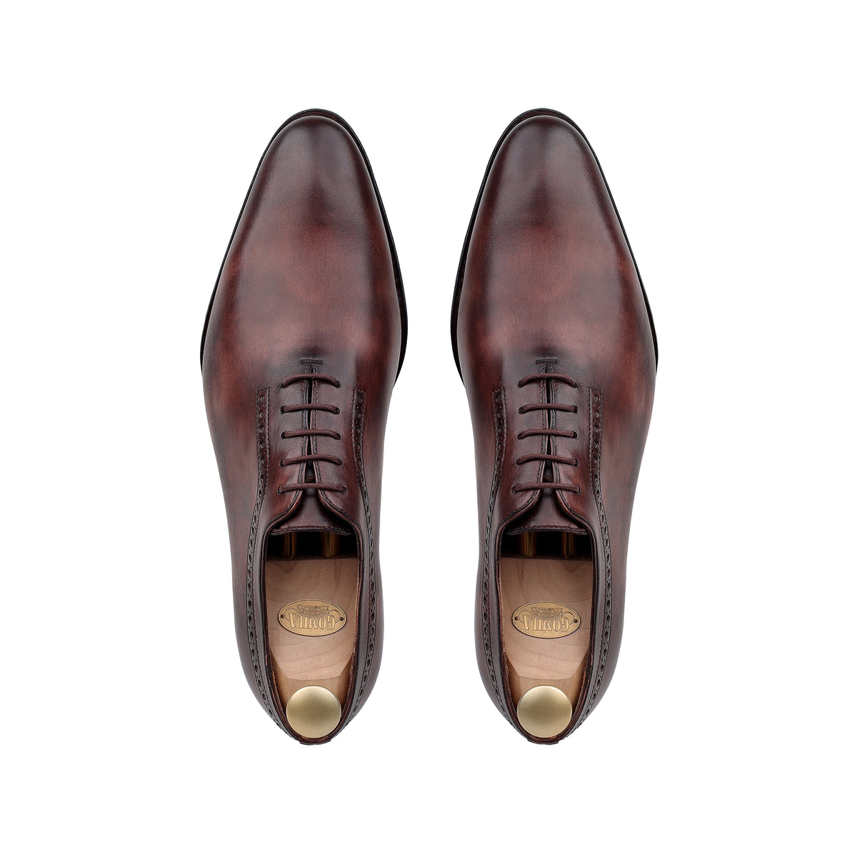 Grant - Men's Brown Patina Calf Leather Wholecut Shoe