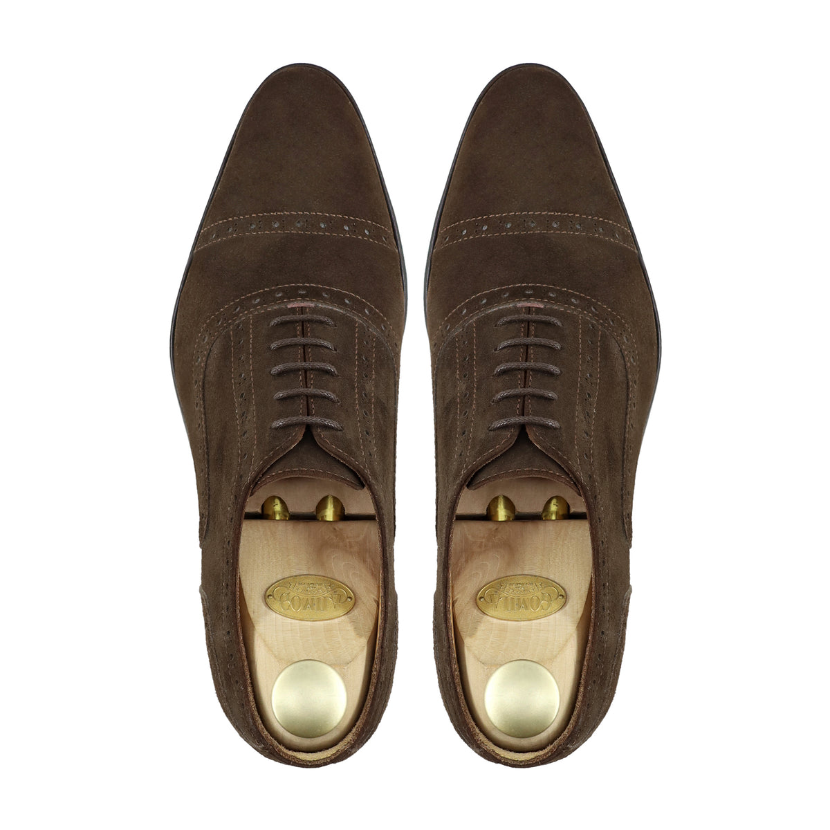 Rhodes - Men's Dark Brown Kid Suede Oxford Shoe