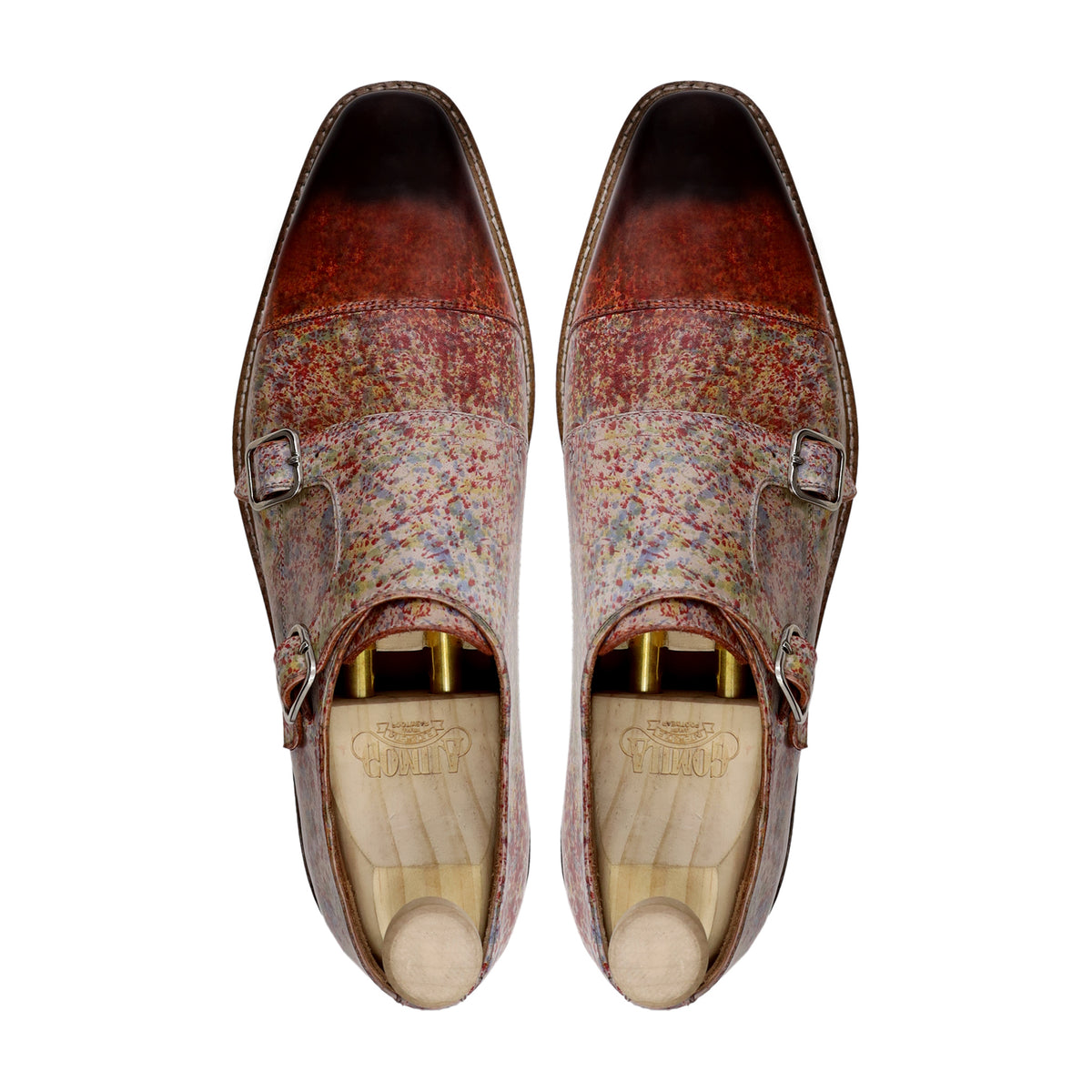 Emilio - Men's Multi Coloured Jackson Pollock Calf Leather Double Monkstrap