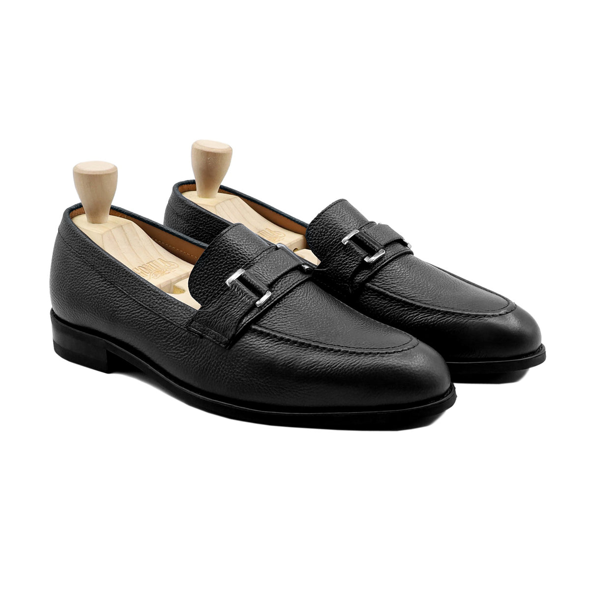 Athena - Men's Black Pebble Grain Leather Loafer