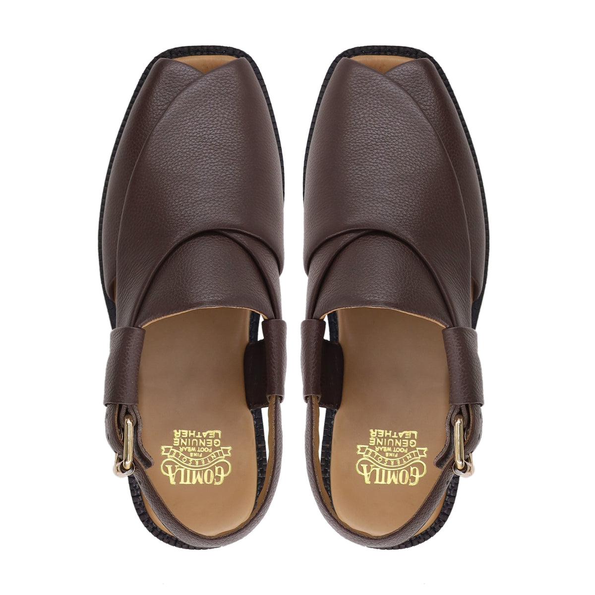 Takara - Men's Dark Brown Pebble Grain Leather Sandal