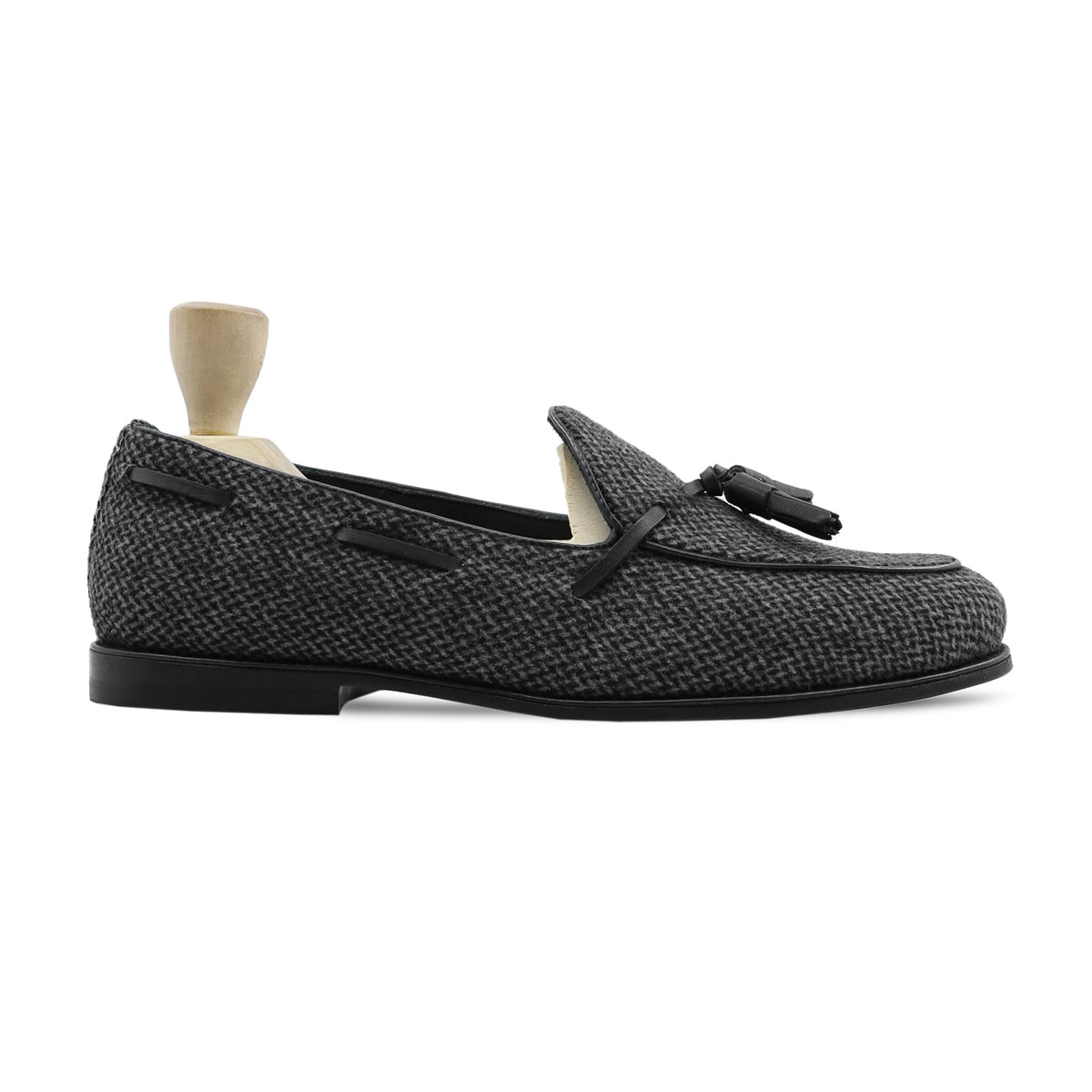 Scandix - Men's Black and Gray Tweed Loafer