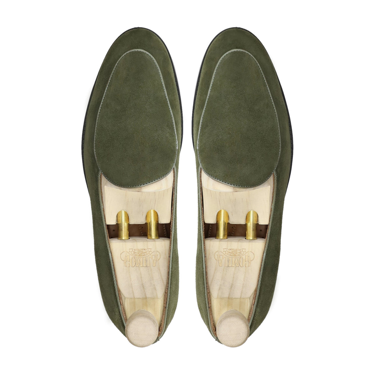 Citrine - Men's Olive Green Kid Suede Loafer