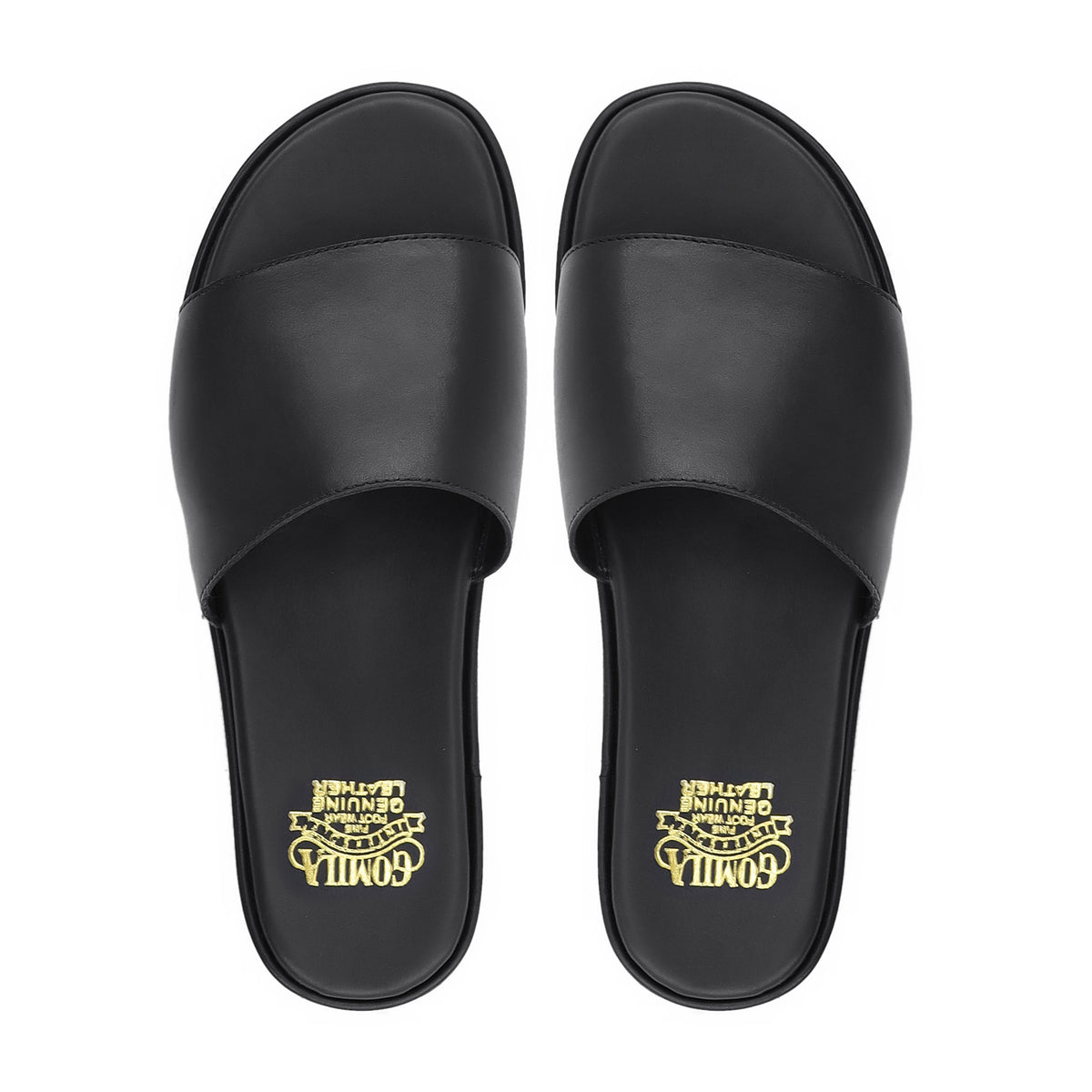 Lesley - Men's Black Calf Leather Slipper