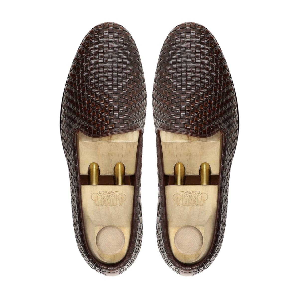 Beacon - Men's Brown Hand Woven Box Leather High Shine Loafer
