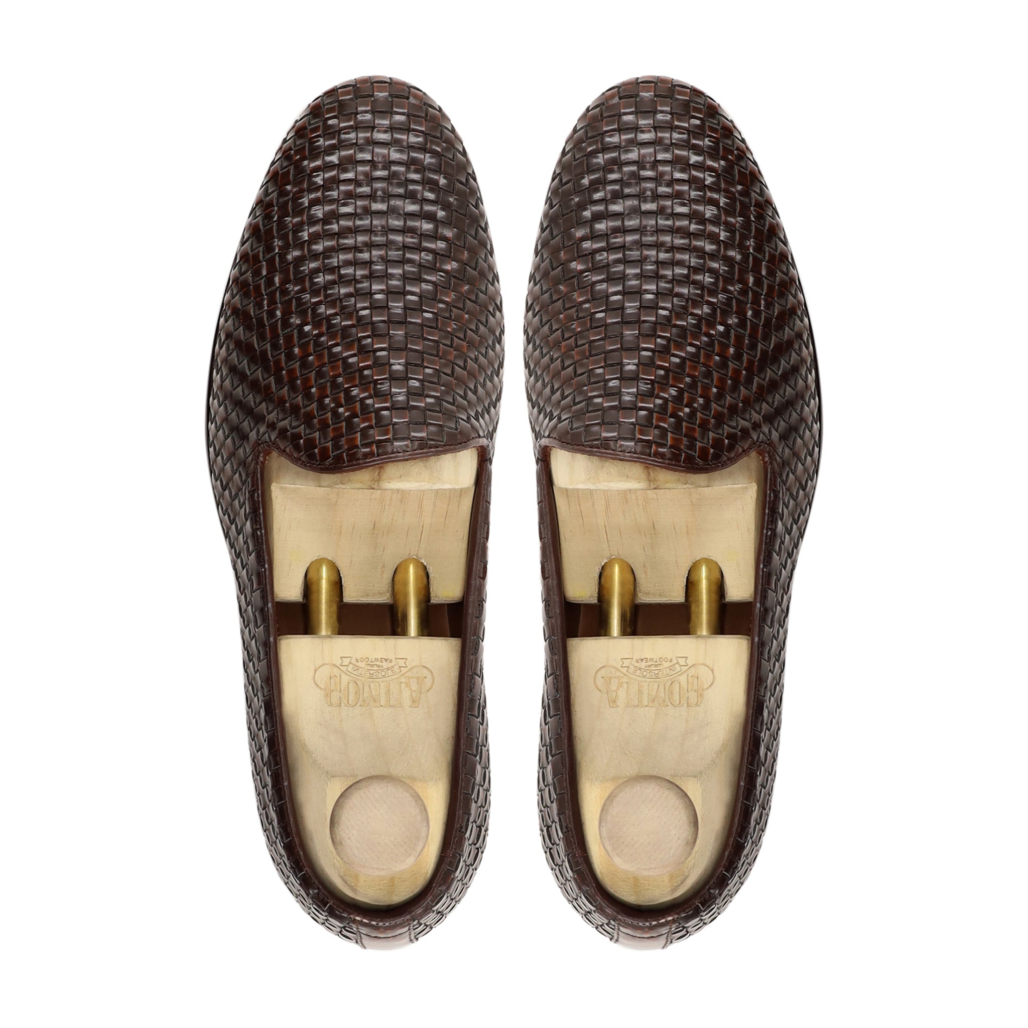 Beacon - Men's Brown Hand Woven Box Leather High Shine Loafer