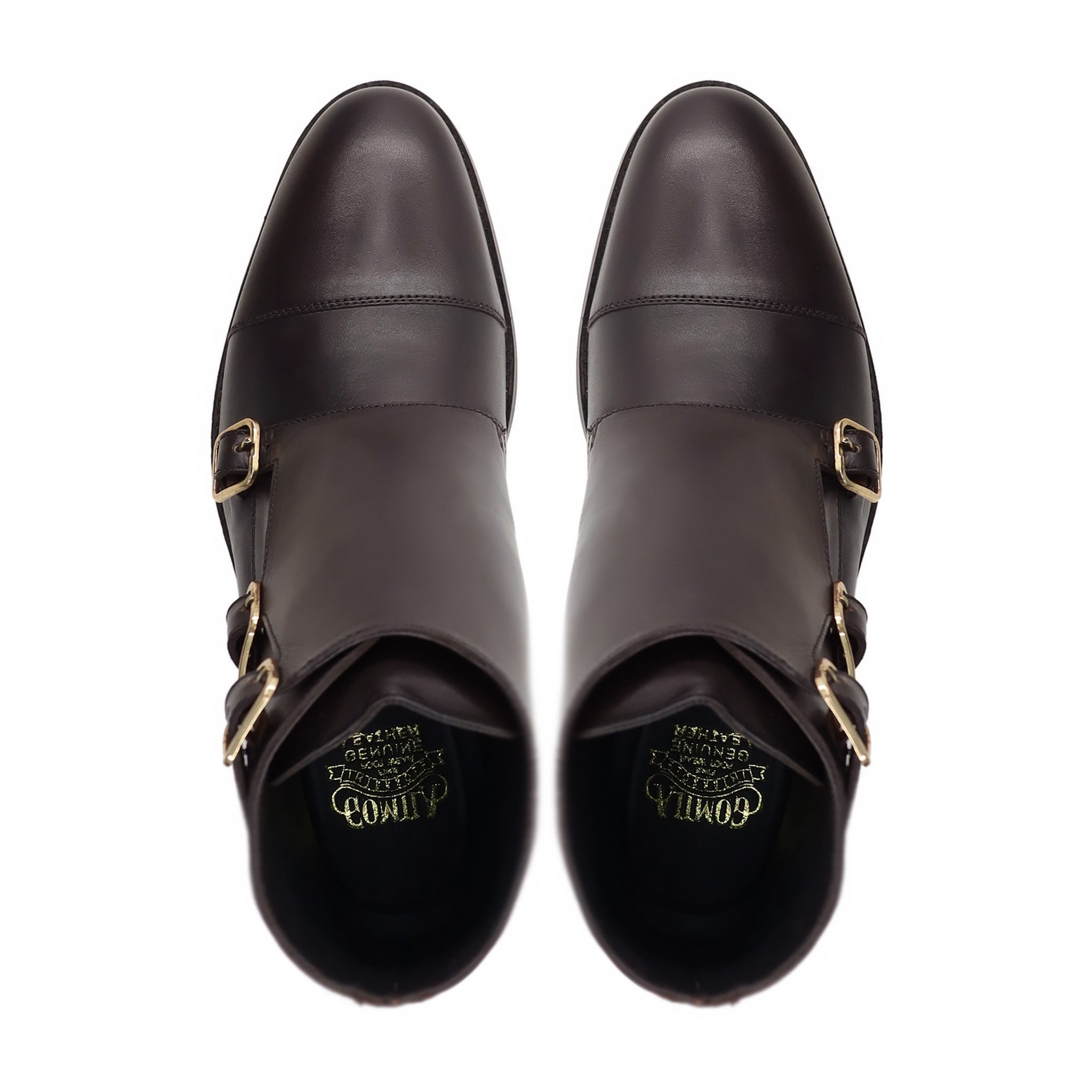 Shaki - Men's Dark Brown Calf Leather Triple Monkstrap Boot