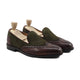 Kazan - Men's Dark Brown Calf Leather and Olive Green Kid Suede Loafer
