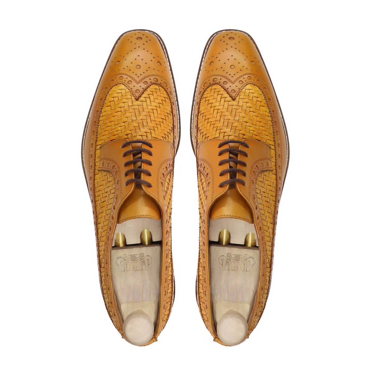 Soflica - Men's Tan Calf And Hand Woven Leather Derby Shoe