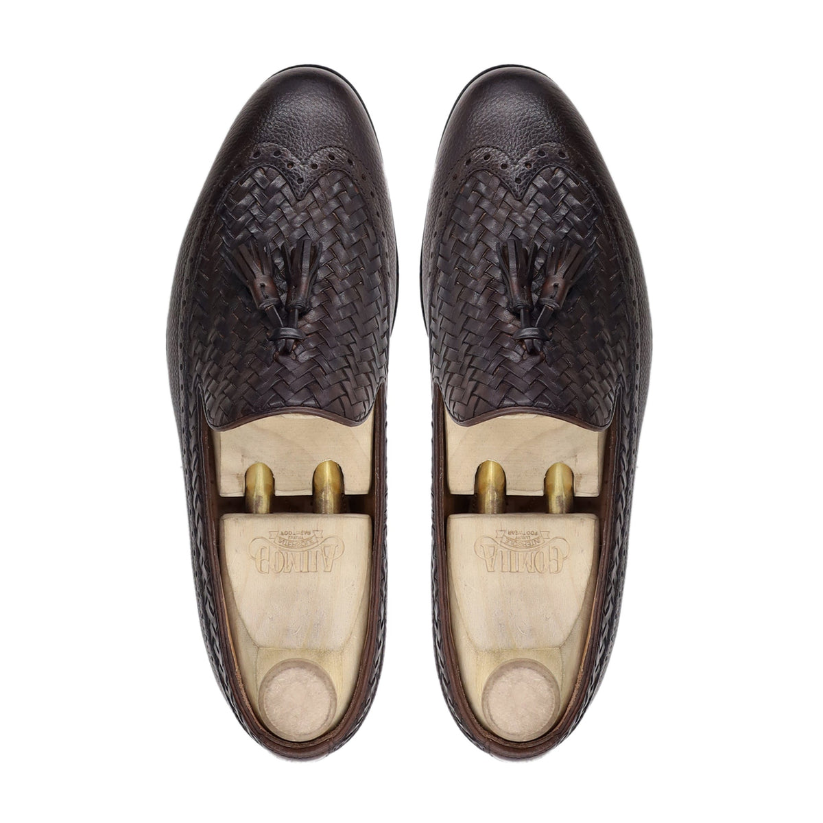 Dubasari - Men's Dark Brown Pebble Grain and Hand Woven Calf Leather Loafer