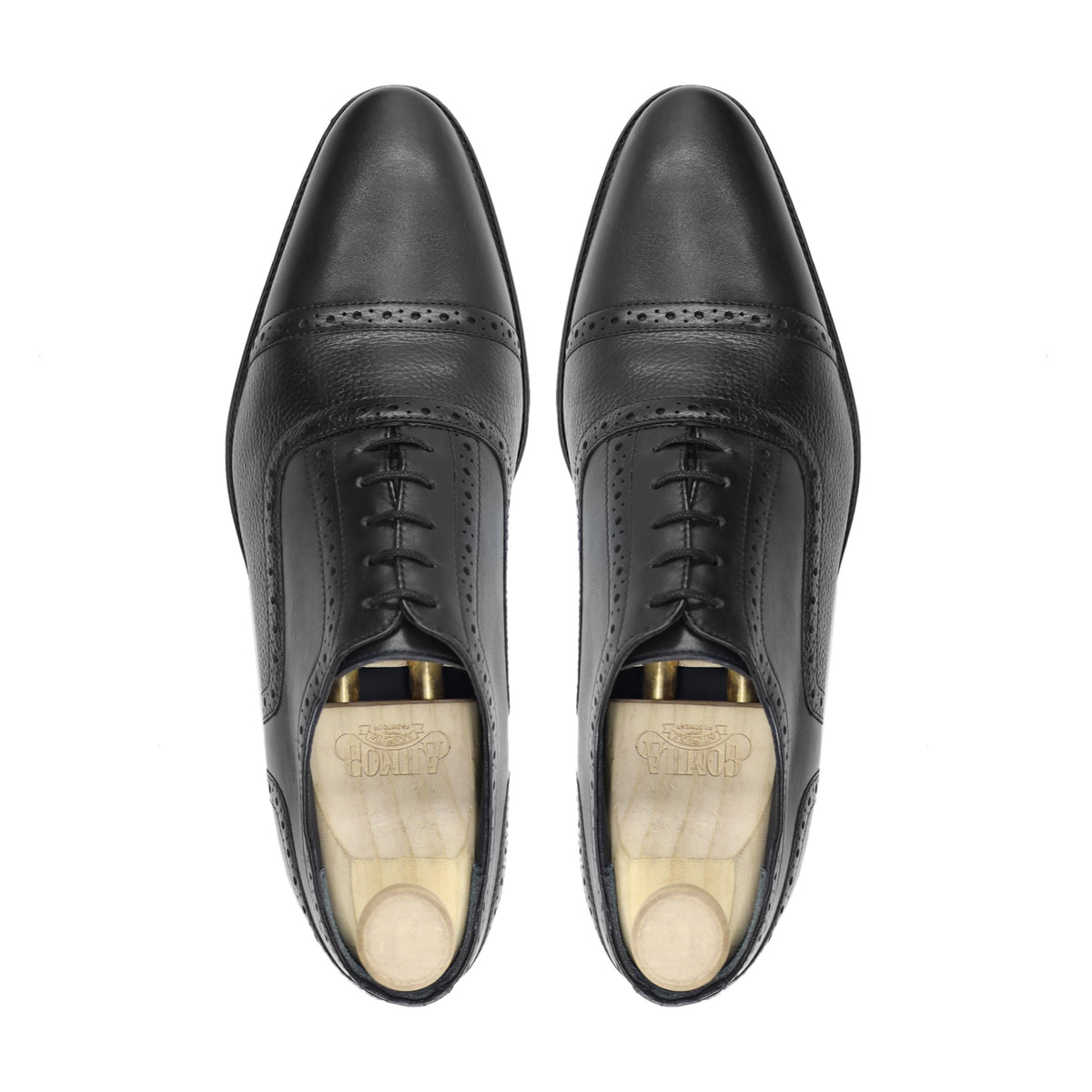Richard - Men's Black Calf and Pebble Grain Leather Oxford Shoe