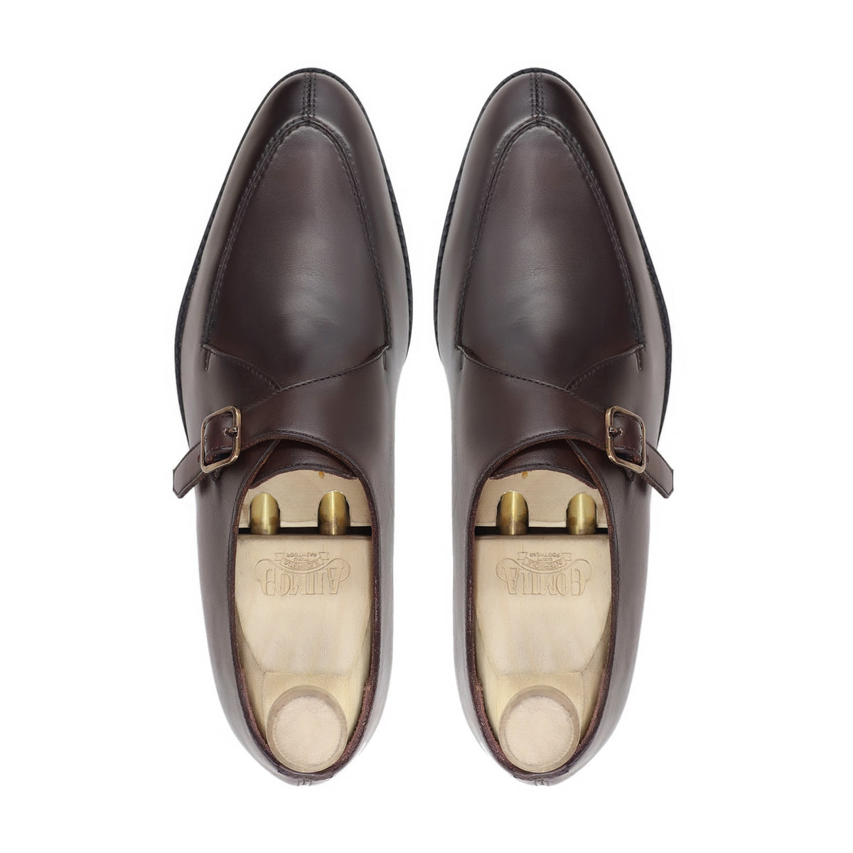 Shunke - Men's Dark Brown Calf Leather Single Monkstrap