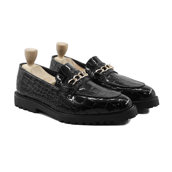 ZAIN - PRINTED CROCODILE PATENT LEATHER CHUNKY LOAFER