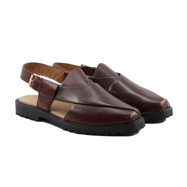 Kaito - Men's Dark Brown Calf Leather Sandal